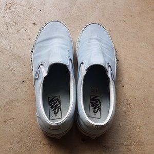 Unisex light blue Vans with checkerboard sides - size 8 men's / 9.5 women's